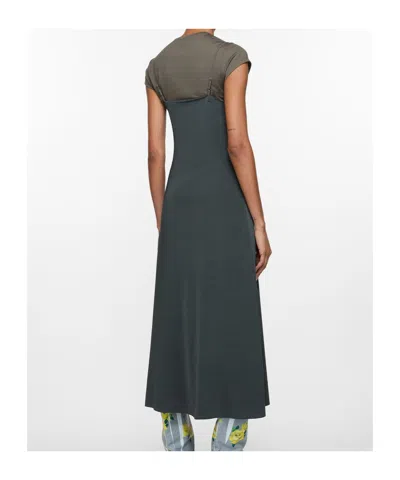 Acne Studios Gray Layered Jersey Midi Dress In Black