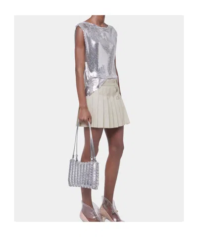 Rabanne Structured Shoulder Bag In Silver/blue