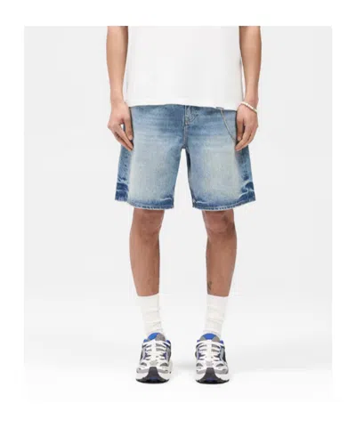 Represent Light Blue Washedeffect Denim Bermuda Shorts In Blue
