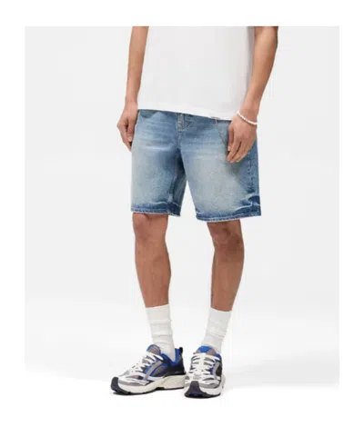 Represent Light Blue Washedeffect Denim Bermuda Shorts In Blue