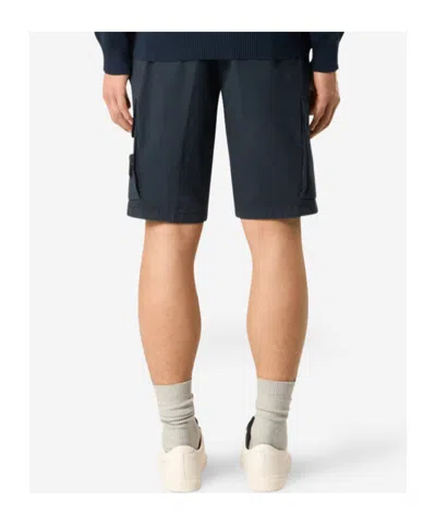 Stone Island Old Effect Cotton Cargo Bermuda Shorts Clothing In Blue