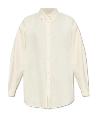 Lemaire Long-sleeve Cotton Shirt In Cream