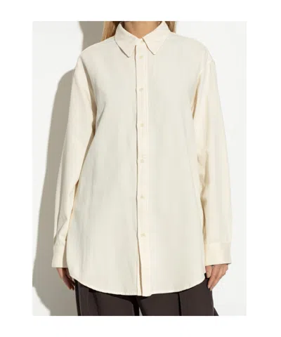 Lemaire Long-sleeve Cotton Shirt In Cream