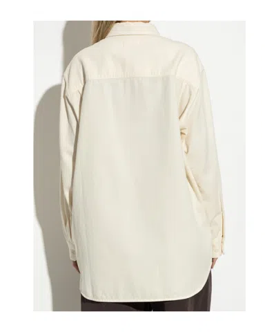 Lemaire Long-sleeve Cotton Shirt In Cream