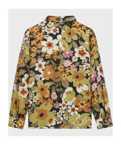 Celine Women Printed Silk Shirt In Black