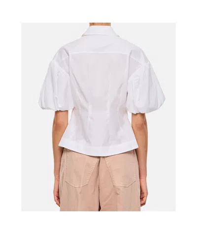Simone Rocha Puff Sleeves White Shirt With Pearl-embellished Collar
