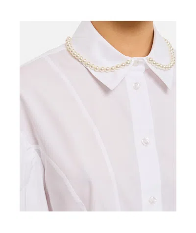 Simone Rocha Puff Sleeves White Shirt With Pearl-embellished Collar