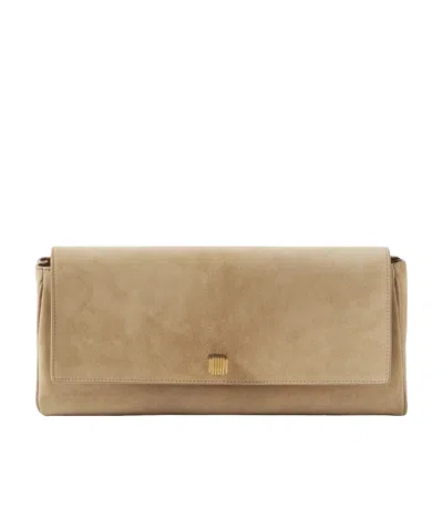Khaite Audrey Velvet Clutch Bag In Beige