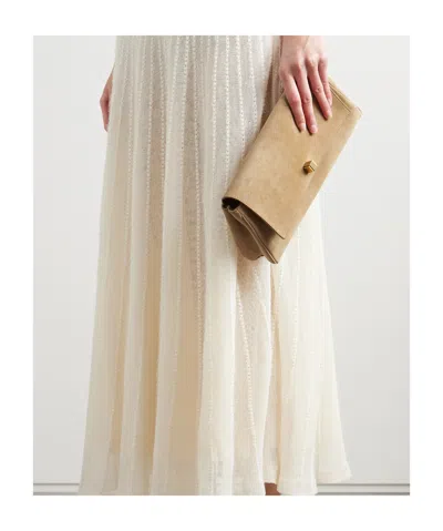 Khaite Audrey Velvet Clutch Bag In Beige