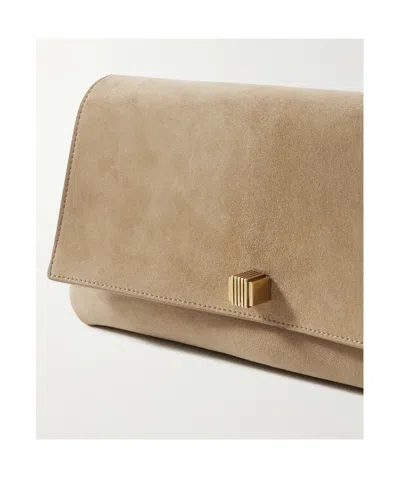 Khaite Audrey Velvet Clutch Bag In Beige