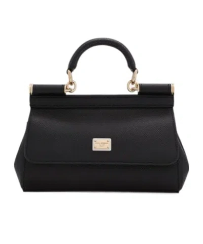 Dolce & Gabbana Women Sicily Small Leather Handbag In Black