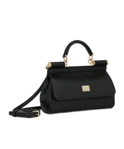 Dolce & Gabbana Women Sicily Small Leather Handbag In Black