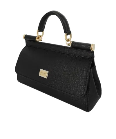 Dolce & Gabbana Women Sicily Small Leather Handbag In Black