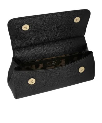 Dolce & Gabbana Women Sicily Small Leather Handbag In Black
