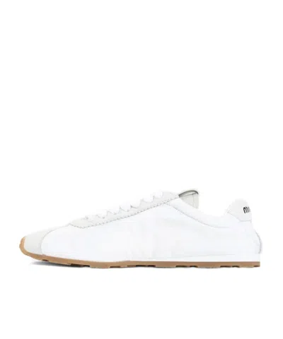 Miu Miu Plume Technical Fabric And Suede Sneakers In White