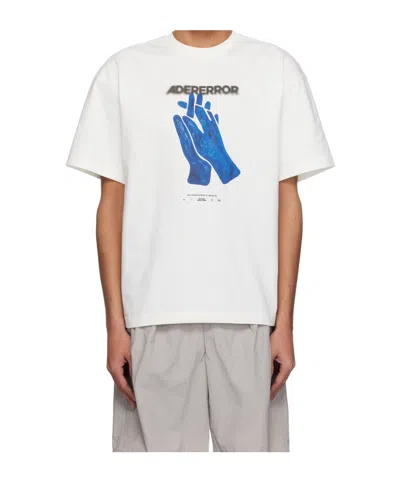 Ader Error Hand-print Cotton T-shirt In White
