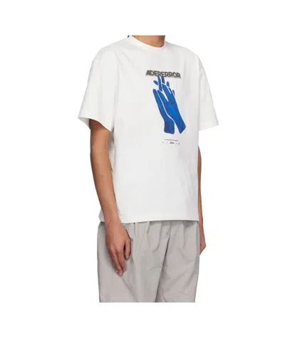 Ader Error Hand-print Cotton T-shirt In White
