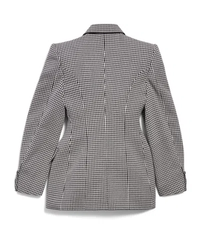 Balenciaga Hourglass Houndstooth Double-breasted Wool Blazer In Gray