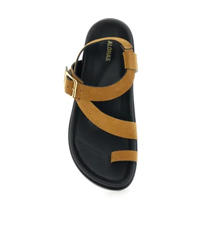 Alohas Siren Suede Leather Sandals In Brown