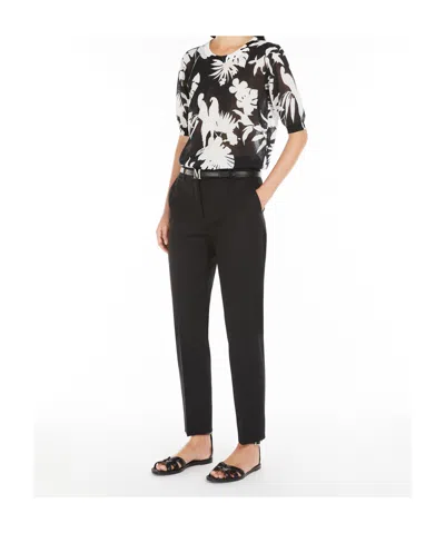 Max Mara Crew Neck Knitted Short Sleeves In Black