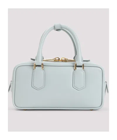 Miu Miu Nappa Leather Rectangular Handbag With Top Handles In Blue