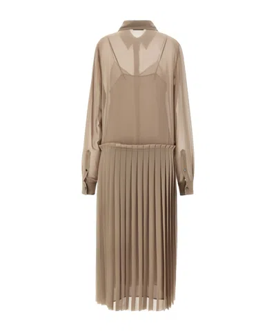 Ami Alexandre Mattiussi Ami Paris 'pleated Midi' Dress In Nude