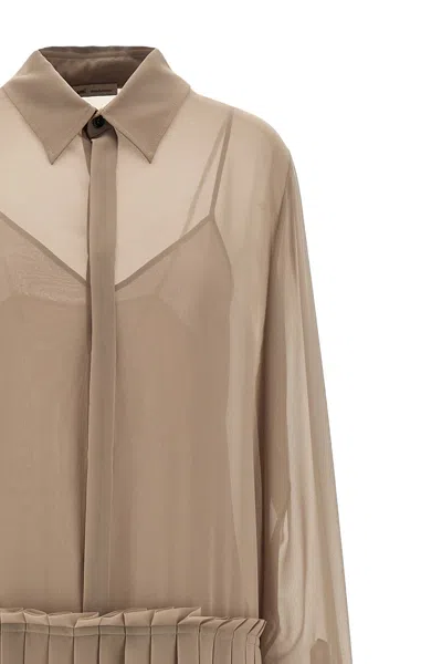 Ami Alexandre Mattiussi Ami Paris 'pleated Midi' Dress In Nude