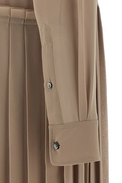 Ami Alexandre Mattiussi Ami Paris 'pleated Midi' Dress In Nude