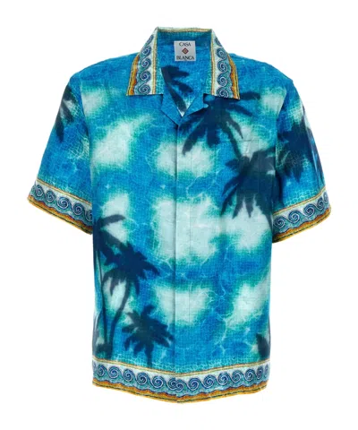Casablanca Short Sleeve Cuban Collar Shirt In Blue