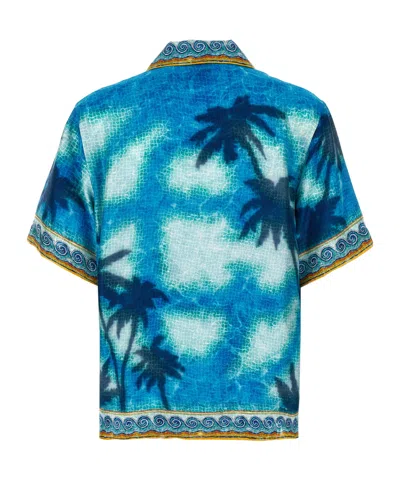 Casablanca Short Sleeve Cuban Collar Shirt In Blue