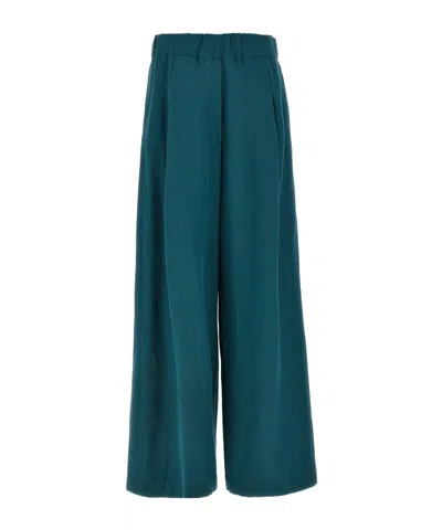 Dries Van Noten Trousers Wide Leg Elastic Waistband In Blue