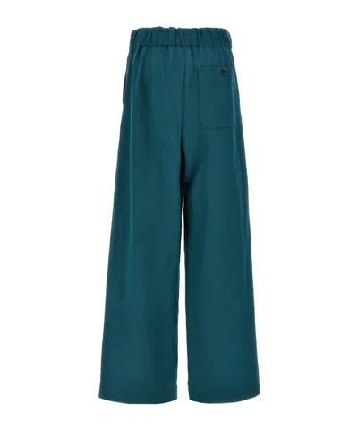Dries Van Noten Trousers Wide Leg Elastic Waistband In Blue