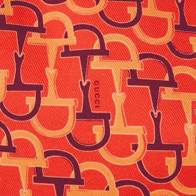 Gucci Orange Top With Spaghetti Straps And All-over Horsebit Print In Cotton Woman In Animal Print