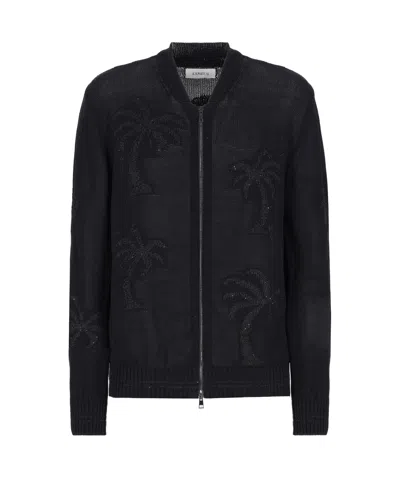Laneus Palm Tree-embroidered Jacket In Black
