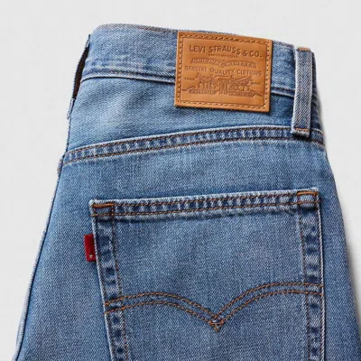 Levi's Womens Heavy Check Baggy Dad Straight-leg Denim And Linen Jeans In Blue