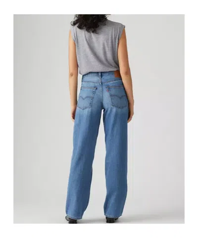 Levi's Womens Heavy Check Baggy Dad Straight-leg Denim And Linen Jeans In Blue
