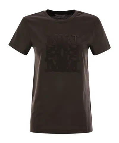 Max Mara Giovane Logo Embroidered Crewneck T-shirt In Brown