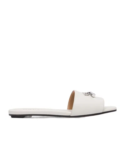 Alexander Mcqueen Leather And Rubber Sandals With Metallic Accent In Neutral