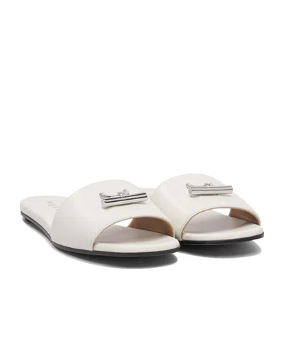 Alexander Mcqueen Leather And Rubber Sandals With Metallic Accent In Neutral