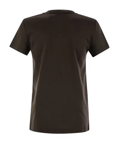 Max Mara Giovane Logo Embroidered Crewneck T-shirt In Brown
