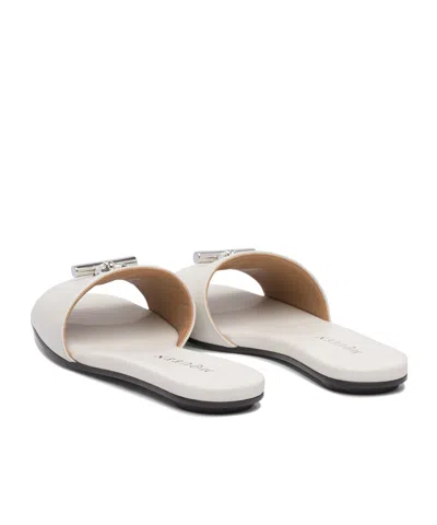 Alexander Mcqueen Leather And Rubber Sandals With Metallic Accent In Neutral