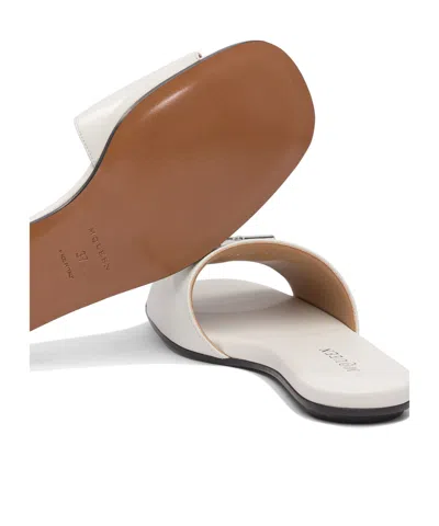 Alexander Mcqueen Leather And Rubber Sandals With Metallic Accent In Neutral