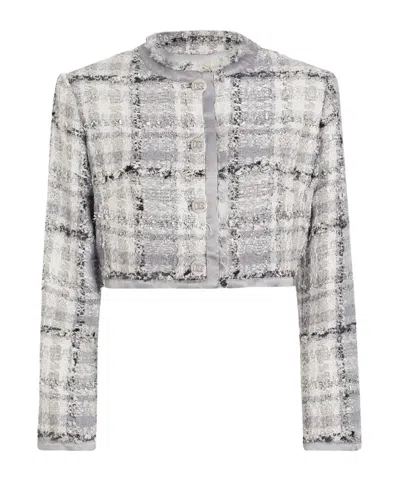 Dolce & Gabbana Lurex Tweed Cropped Jacket In Grey