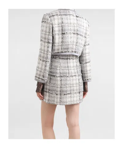 Dolce & Gabbana Lurex Tweed Cropped Jacket In Grey