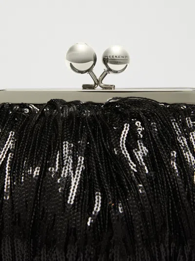 Weekend Max Mara Pasticcino Trumpet Clutch With Tassel And Sequins In Black