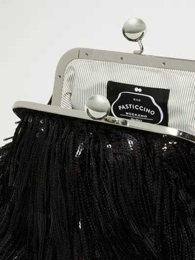 Weekend Max Mara Pasticcino Trumpet Clutch With Tassel And Sequins In Black
