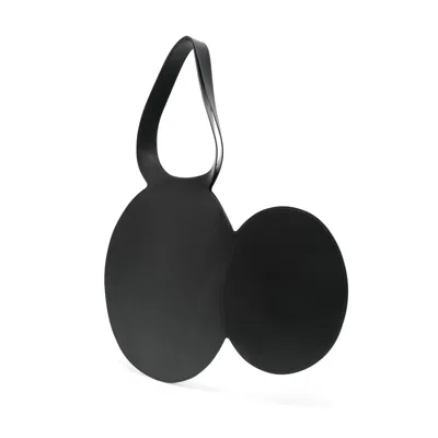 Coperni Mickey Black Handbag With Cut-out Handle And Logo Lettering On The Front In Leather
