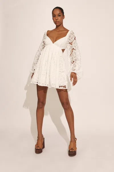 Bardot Jovie Long Sleeve Broderie Anglaise Babydoll Dress In White