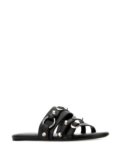 Balenciaga City Flat Sandals In Black