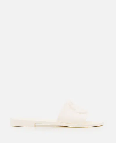Moncler Flat Rubber Sole Slides In White
